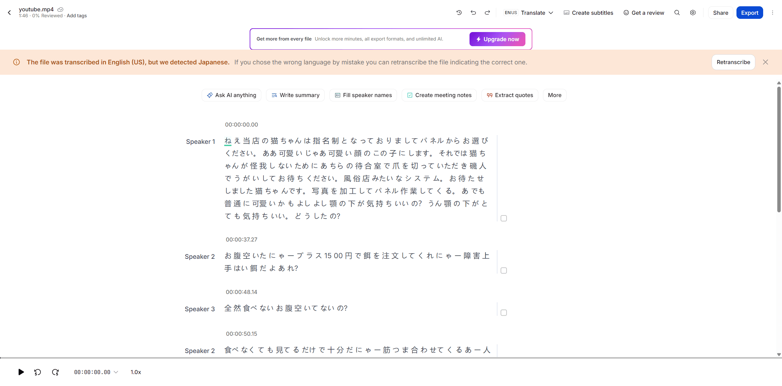 Happy Scribe multilingual YouTube transcription workflow