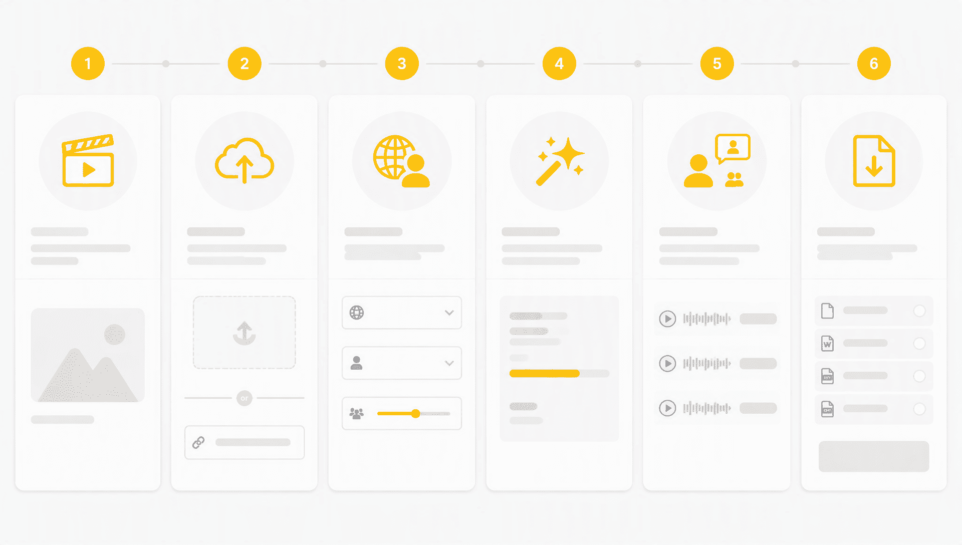 Six-step workflow for transcribing a video with Transcribe Audio