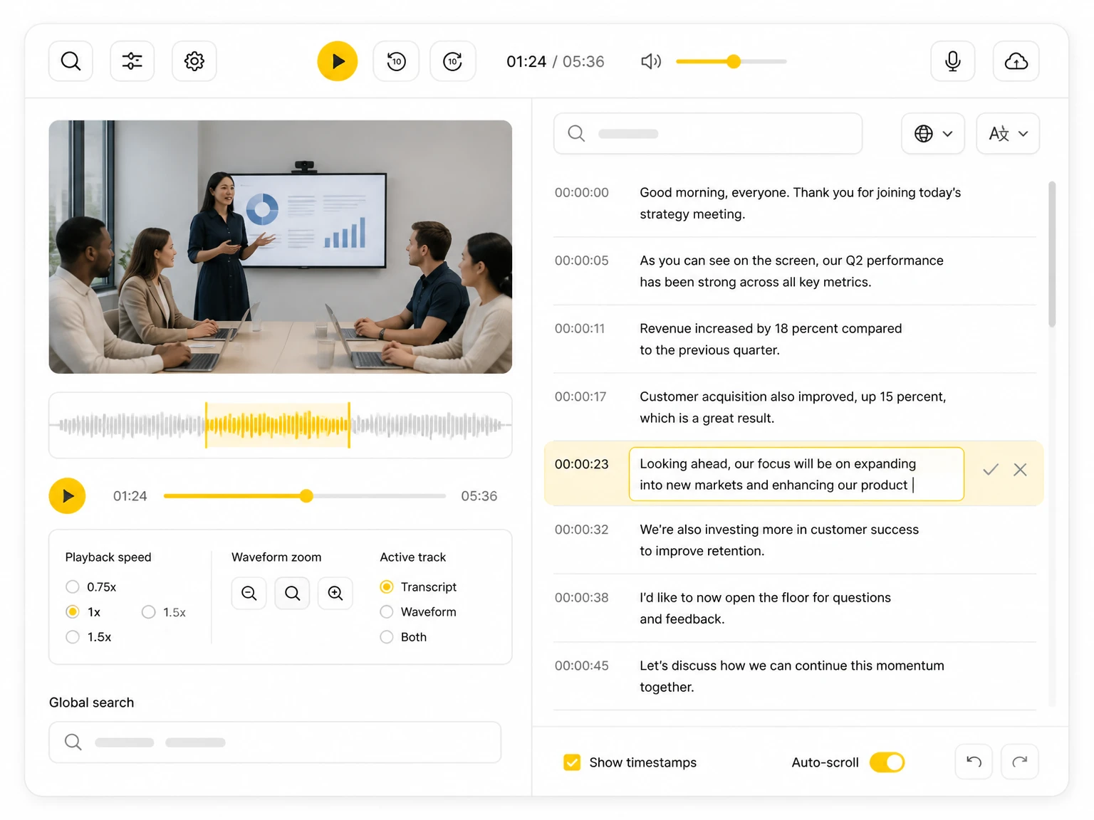 Timestamped Transcript Editor
