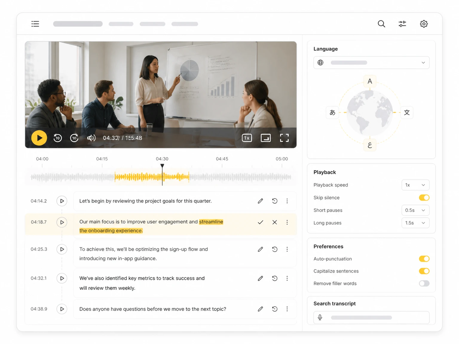 Timestamped Transcript Editor